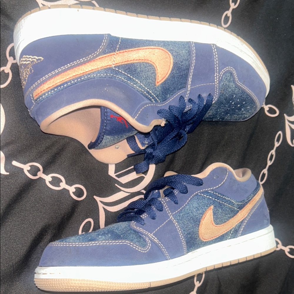 Blue Jean Nikes with Tan Check